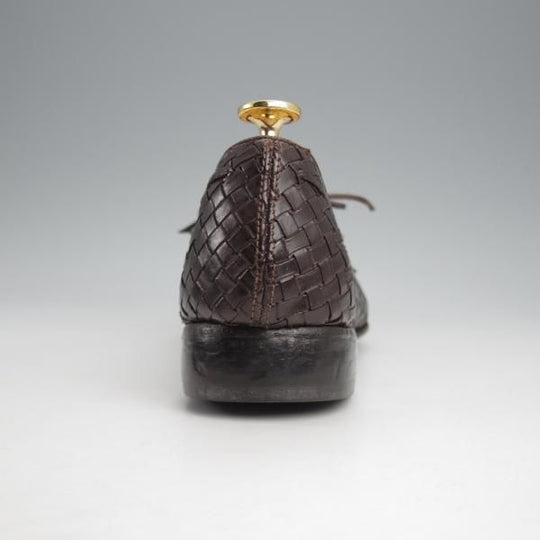 極上★(伊)アルベルト・ファッシャーニ SIZE 39.5【★イントレチャート/リボンローファー/キルト】濃茶/ALBERTO FASCIANI★j711