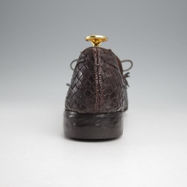 極上★(伊)アルベルト・ファッシャーニ SIZE 39.5【★イントレチャート/リボンローファー/キルト】濃茶/ALBERTO FASCIANI★j711