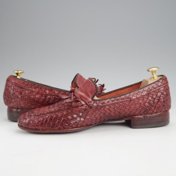 極上★(伊)アルベルト・ファッシャーニ SIZE 39.5【★イントレチャート/リボンローファー/キルト】赤茶/ALBERTO FASCIANI★j712