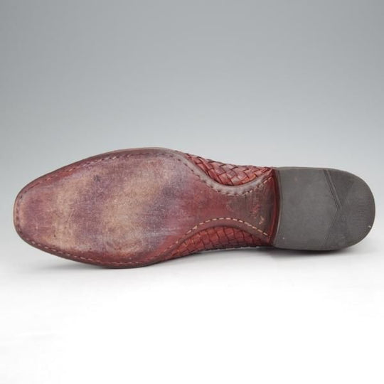 極上★(伊)アルベルト・ファッシャーニ SIZE 39.5【★イントレチャート/リボンローファー/キルト】赤茶/ALBERTO FASCIANI★j712