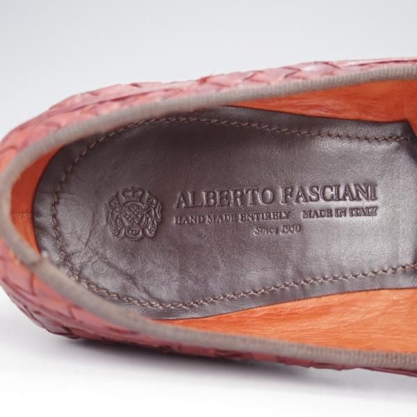 極上★(伊)アルベルト・ファッシャーニ SIZE 39.5【★イントレチャート/リボンローファー/キルト】赤茶/ALBERTO FASCIANI★j712