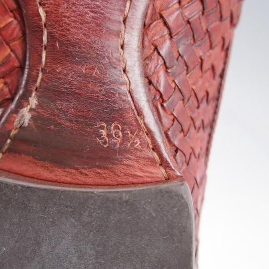 極上★(伊)アルベルト・ファッシャーニ SIZE 39.5【★イントレチャート/リボンローファー/キルト】赤茶/ALBERTO FASCIANI★j712