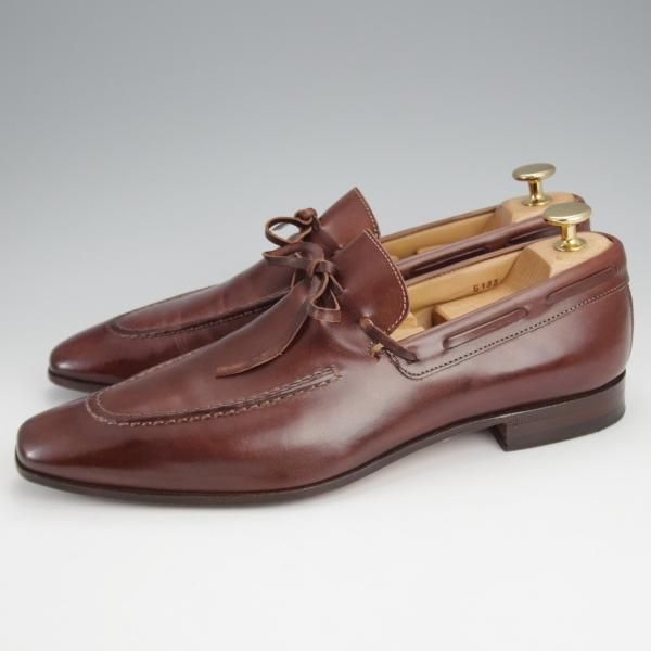 ★(伊)アントニオ・マウリッツィ UK6程度【トレーディングポスト別注★リボンローファー/茶】カーフ/メンズ/ANTONIO MAURIZI★j713