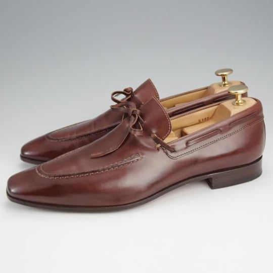 ★(伊)アントニオ・マウリッツィ UK6程度【トレーディングポスト別注★リボンローファー/茶】カーフ/メンズ/ANTONIO MAURIZI★j713