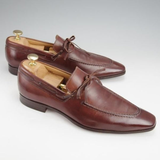★(伊)アントニオ・マウリッツィ UK6程度【トレーディングポスト別注★リボンローファー/茶】カーフ/メンズ/ANTONIO MAURIZI★j713