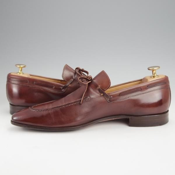 ★(伊)アントニオ・マウリッツィ UK6程度【トレーディングポスト別注★リボンローファー/茶】カーフ/メンズ/ANTONIO MAURIZI★j713