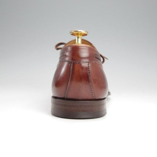 ★(伊)アントニオ・マウリッツィ UK6程度【トレーディングポスト別注★リボンローファー/茶】カーフ/メンズ/ANTONIO MAURIZI★j713