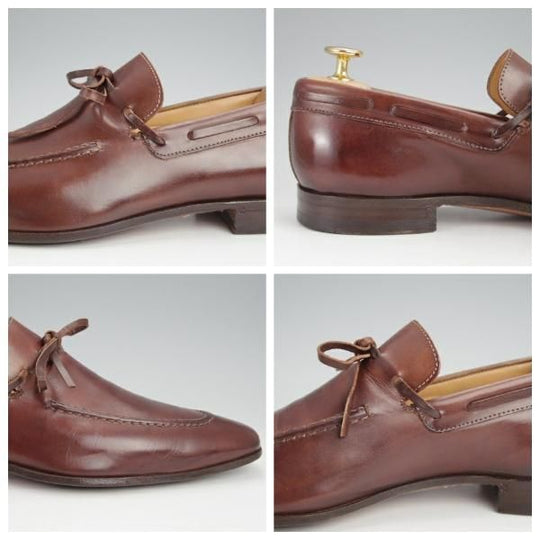 ★(伊)アントニオ・マウリッツィ UK6程度【トレーディングポスト別注★リボンローファー/茶】カーフ/メンズ/ANTONIO MAURIZI★j713