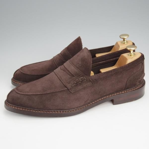 極美品★トリッカーズ SIZE 8.5【定価10万円以上★ADAM/アダム/M7956】コインローファー/ビーフロール/スエード/濃茶/Tricker's★j714