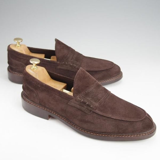 極美品★トリッカーズ SIZE 8.5【定価10万円以上★ADAM/アダム/M7956】コインローファー/ビーフロール/スエード/濃茶/Tricker's★j714