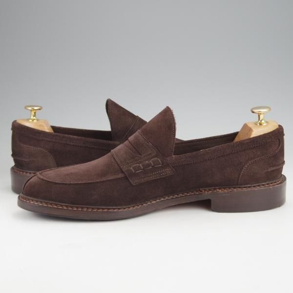 極美品★トリッカーズ SIZE 8.5【定価10万円以上★ADAM/アダム/M7956】コインローファー/ビーフロール/スエード/濃茶/Tricker's★j714