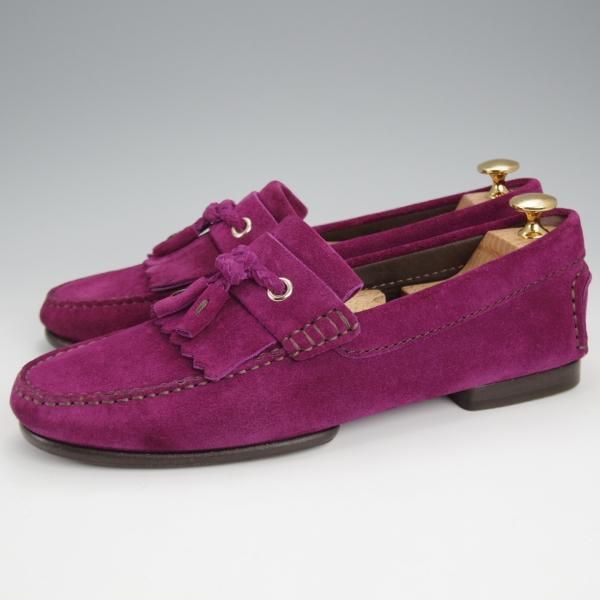 極美品★(米)トム・フォード SIZE 7【★タッセルローファー/キルト】スエード/パープル/メンズ/TOM FORD★j723