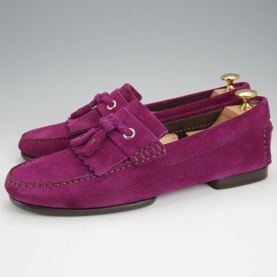極美品★(米)トム・フォード SIZE 7【★タッセルローファー/キルト】スエード/パープル/メンズ/TOM FORD★j723