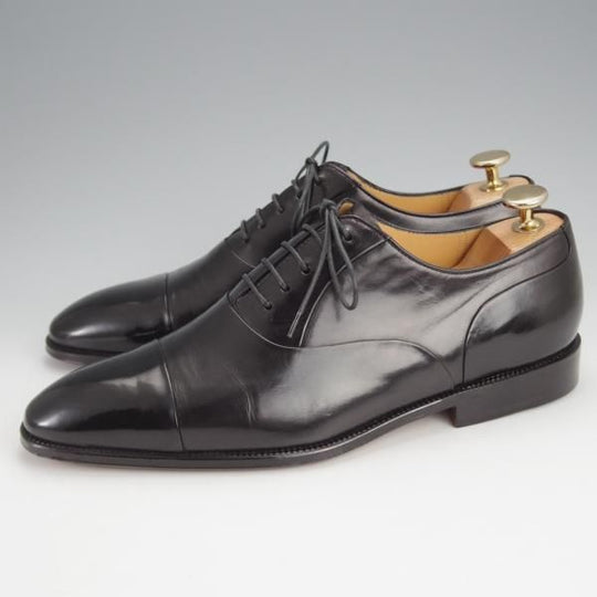 極美品★(伊)タニノクリスチー SIZE 5.5【定価15万円以上★レベルソ仕立て/ストレートチップ】カーフ/黒/メンズ/TANINO CRISCI★j769