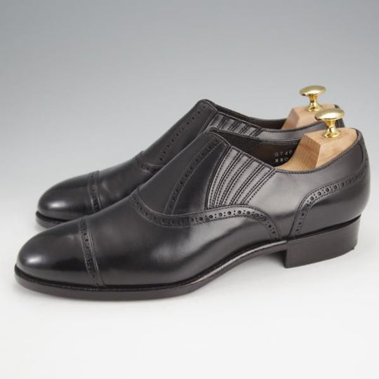極美品★三陽山長 SIZE 7【定価￥80,300-★十志郎/R2010ラスト】サイドエラスティック/カーフ/黒/メンズ/JUSHIRO/Sanyo Yamacho★j770