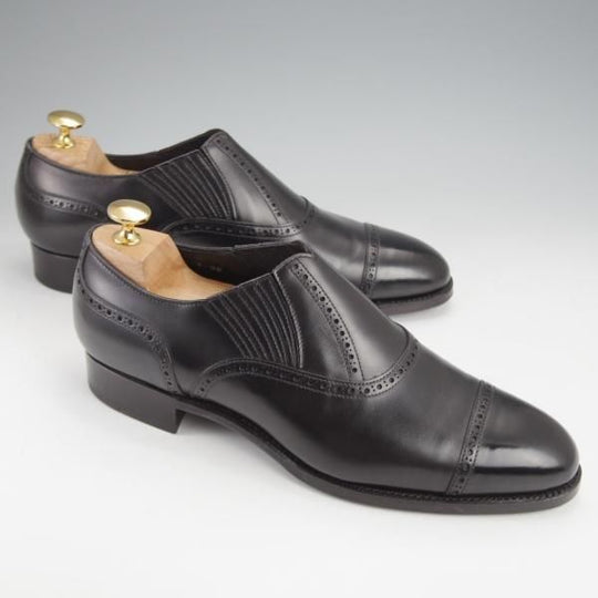 極美品★三陽山長 SIZE 7【定価￥80,300-★十志郎/R2010ラスト】サイドエラスティック/カーフ/黒/メンズ/JUSHIRO/Sanyo Yamacho★j770