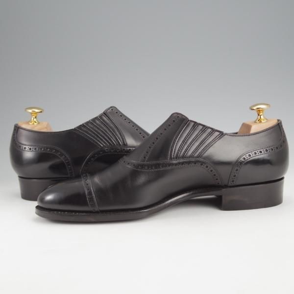極美品★三陽山長 SIZE 7【定価￥80,300-★十志郎/R2010ラスト】サイドエラスティック/カーフ/黒/メンズ/JUSHIRO/Sanyo Yamacho★j770