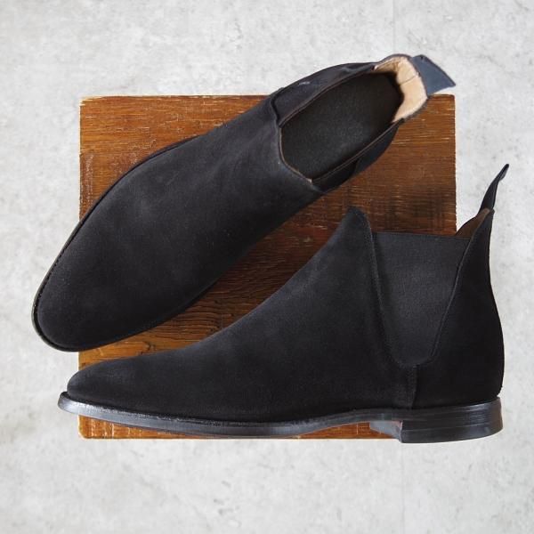 美品★クロケット&ジョーンズ 7.5E【定価￥101,200-★サイドゴアブーツ/CHELSEA 8】CITYソール/スエード/黒/Crockett&Jones★j772