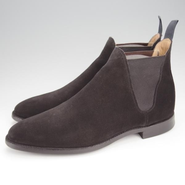美品★クロケット&ジョーンズ 7.5E【定価￥101,200-★サイドゴアブーツ/CHELSEA 8】CITYソール/スエード/黒/Crockett&Jones★j772