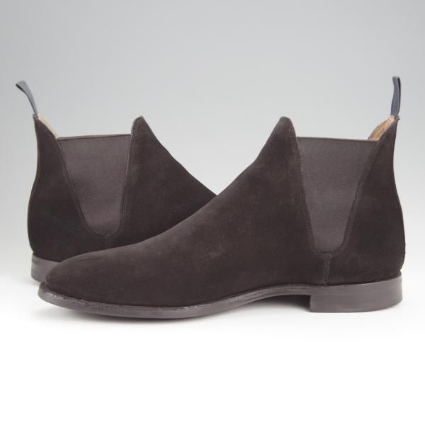 美品★クロケット&ジョーンズ 7.5E【定価￥101,200-★サイドゴアブーツ/CHELSEA 8】CITYソール/スエード/黒/Crockett&Jones★j772