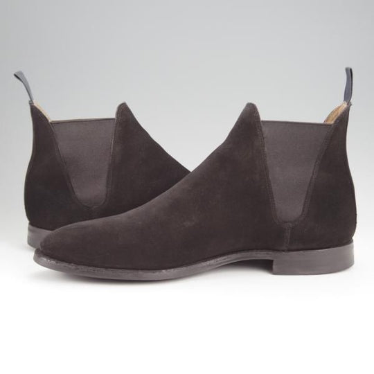 美品★クロケット&ジョーンズ 7.5E【定価￥101,200-★サイドゴアブーツ/CHELSEA 8】CITYソール/スエード/黒/Crockett&Jones★j772