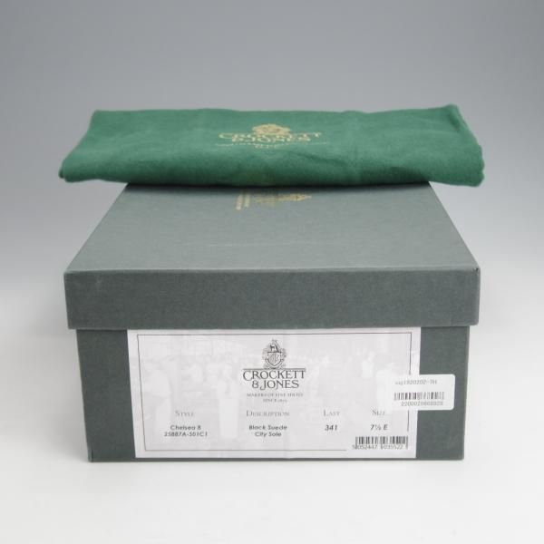美品★クロケット&ジョーンズ 7.5E【定価￥101,200-★サイドゴアブーツ/CHELSEA 8】CITYソール/スエード/黒/Crockett&Jones★j772