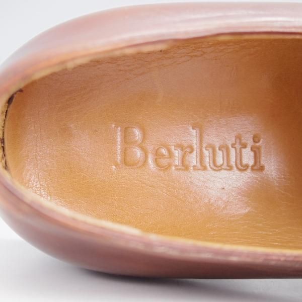 ★(仏)ベルルッティ UK6.5程度【茶系パティーヌ★ホールカット/ヴェネチアレザー】カーフ/メンズ/Berluti★j775