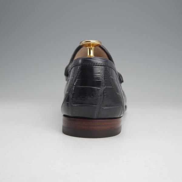 極美品★(伊)GUCCI/グッチ SIZE 6【クロコダイル仕様★1953コレクション/ホースビットローファー】スリッポン/紺/メンズ★j777