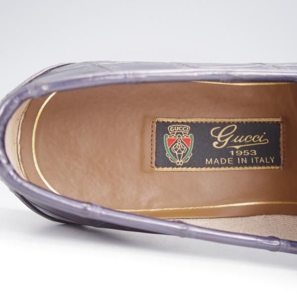 極美品★(伊)GUCCI/グッチ SIZE 6【クロコダイル仕様★1953コレクション/ホースビットローファー】スリッポン/紺/メンズ★j777
