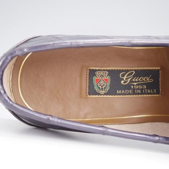 極美品★(伊)GUCCI/グッチ SIZE 6【クロコダイル仕様★1953コレクション/ホースビットローファー】スリッポン/紺/メンズ★j777
