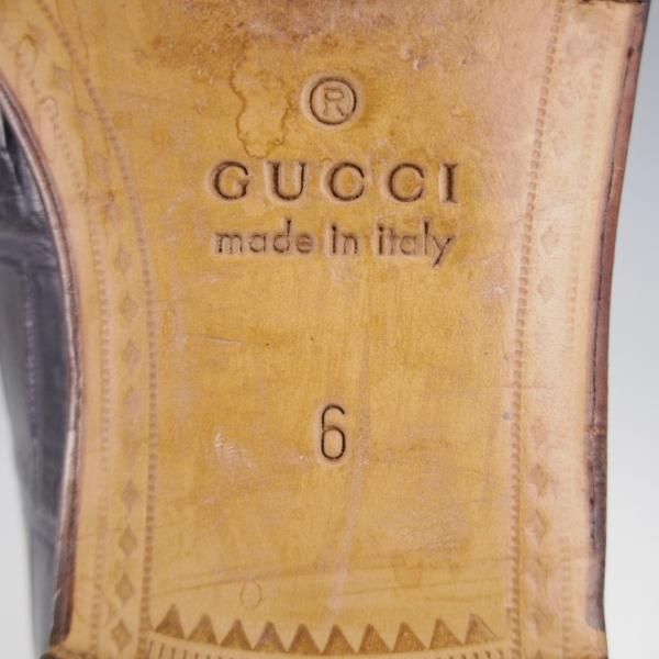 極美品★(伊)GUCCI/グッチ SIZE 6【クロコダイル仕様★1953コレクション/ホースビットローファー】スリッポン/紺/メンズ★j777