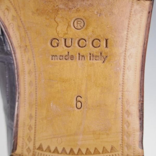 極美品★(伊)GUCCI/グッチ SIZE 6【クロコダイル仕様★1953コレクション/ホースビットローファー】スリッポン/紺/メンズ★j777
