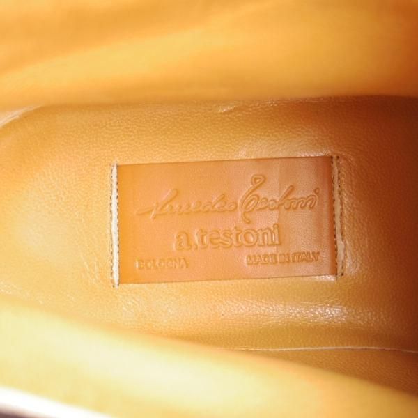 未使用★(伊)アメデオ・テストーニ SIZE 7.5【定価20万円程度★ノルベジェーゼ製法/ディアスキン(鹿革)】ブーツ/黒★j788