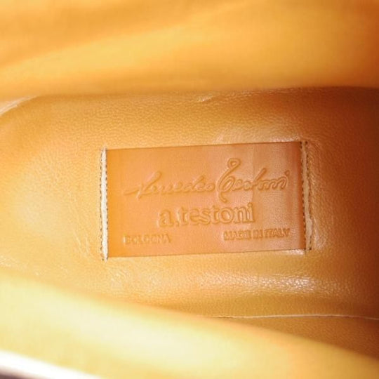 未使用★(伊)アメデオ・テストーニ SIZE 7.5【定価20万円程度★ノルベジェーゼ製法/ディアスキン(鹿革)】ブーツ/黒★j788