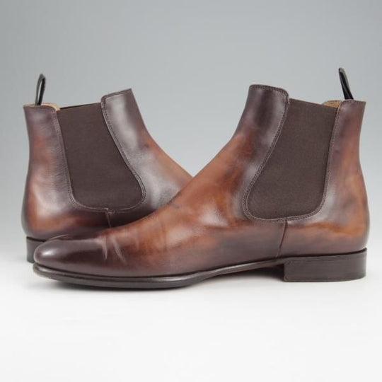 美品★(仏)ベルルッティ SIZE 8【定価￥336,600-★カリグラフィ(スクリット)仕様/CURSIVE BOOTS】サイドゴアブーツ/茶/Berluti★j799