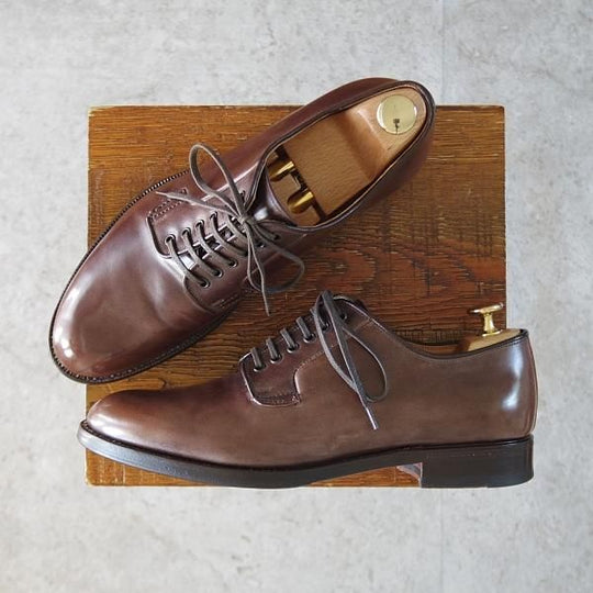 ★(伊)F.LLIジャコメッティ SIZE 39【コードバン仕様★ハンドソーンウェルテッド製法/九分仕立て】FG364/プレーントゥ/茶★j807