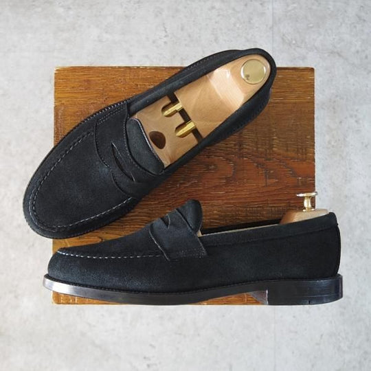 美品★オールデン 8D【貴重★international BEAMS別注/コインローファー】99865/ヴァンラスト/バンラスト/スエード/黒/ALDEN★j815