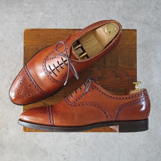 美品★クロケット&ジョーンズ 7.5E【同系モデル定価￥100,100-★WESTFIELD/ウエストフィールド】341ラスト/セミブローグ/カーフ/茶★j818