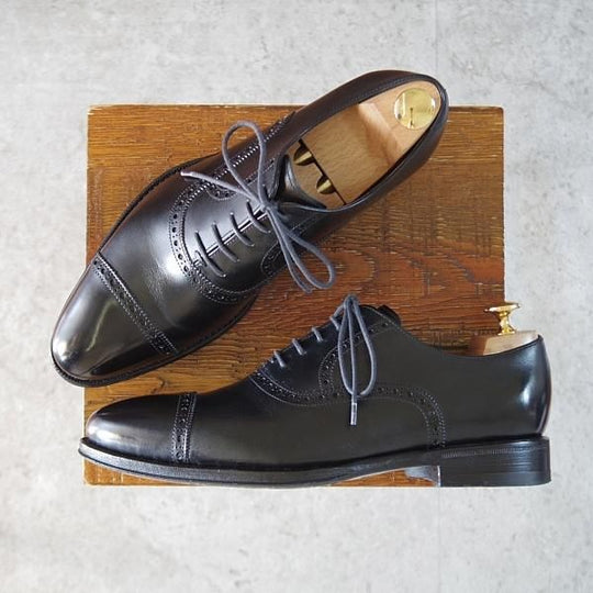 極美品★ジャランスリワヤ SIZE 6.5【★パンチドキャップトゥ/98409】カーフ/黒/メンズ/JALAN SRIWIJAWA★j821