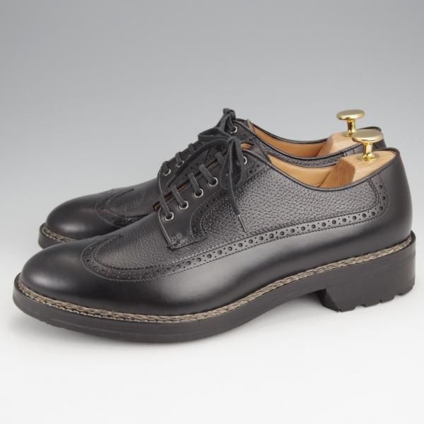 未使用★(伊)F.LLIジャコメッティ SIZE 41【定価10万円以上★ノルベジェーゼ製法/ロングウイング】FG216/黒/Giacometti★j823