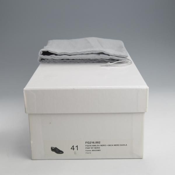 未使用★(伊)F.LLIジャコメッティ SIZE 41【定価10万円以上★ノルベジェーゼ製法/ロングウイング】FG216/黒/Giacometti★j823