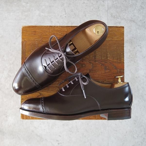 極美品★(台東区)ジョーワークス SIZE 6【注文価格￥107,800〜★(仏)アノネイ社のカーフ】パンチドキャップトゥ/濃茶/JOE WORKS★j825