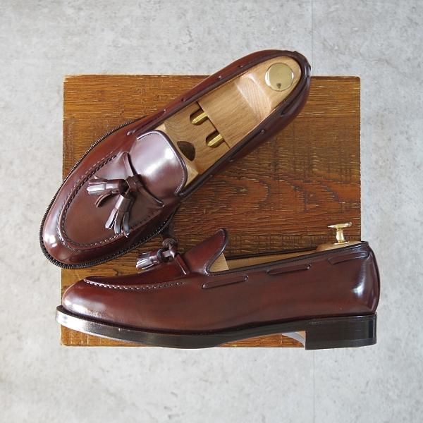 極美品★(台東区)ジョーワークス SIZE 6【注文価格￥184,800〜★コードバン仕様/タッセルローファー】赤茶/メンズ/JOE WORKS★j826