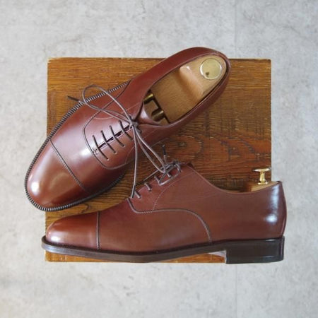 未使用★(伊)タニノクリスチー SIZE 6【デッドストック品★ストレートチップ/茶】カーフ/メンズ/TANINO CRISCI★j830