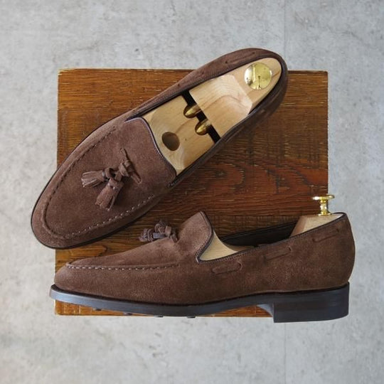 未使用★(英)BARKER/バーカー 7D【現行定価5.5万円程度★ダイナイトソール仕様/タッセルローファー】4478DW/スエード/茶/メンズ★j837