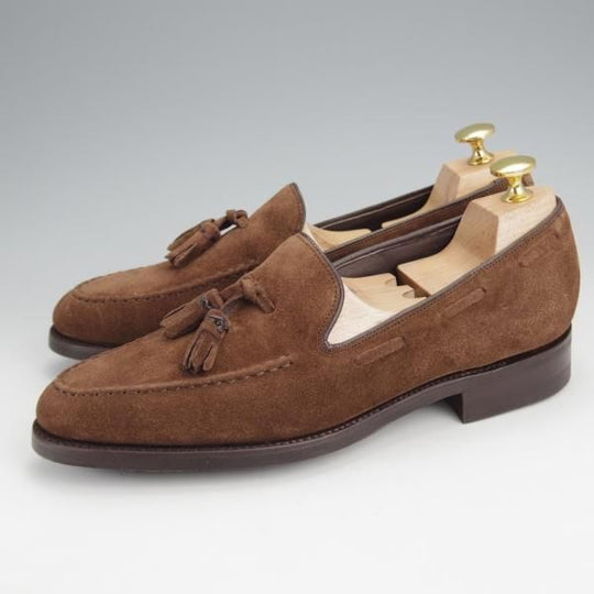 未使用★(英)BARKER/バーカー 7D【現行定価5.5万円程度★ダイナイトソール仕様/タッセルローファー】4478DW/スエード/茶/メンズ★j837