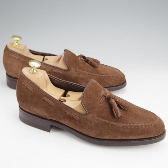 未使用★(英)BARKER/バーカー 7D【現行定価5.5万円程度★ダイナイトソール仕様/タッセルローファー】4478DW/スエード/茶/メンズ★j837