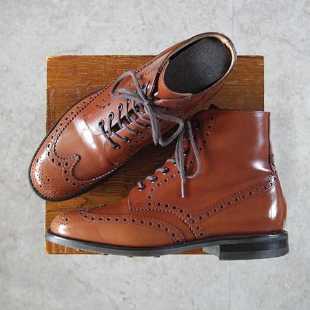 美品★チャーチ 60F/UK6【ブーツ版バーウッド★ダイナイトソール仕様/RENWICK】81ラスト/サンダルウッド/茶/メンズ/Church's★j846