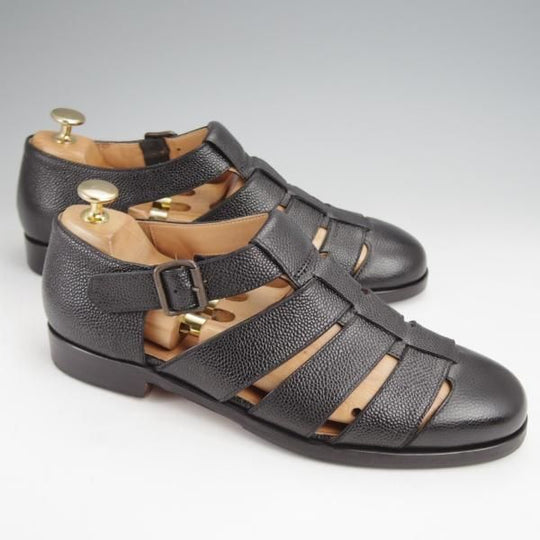 極上★(伊)F.LLIジャコメッティ SIZE 40【定価￥86,900-★グルカサンダル/FG166】グレインレザー/黒/メンズ/Giacometti★j857