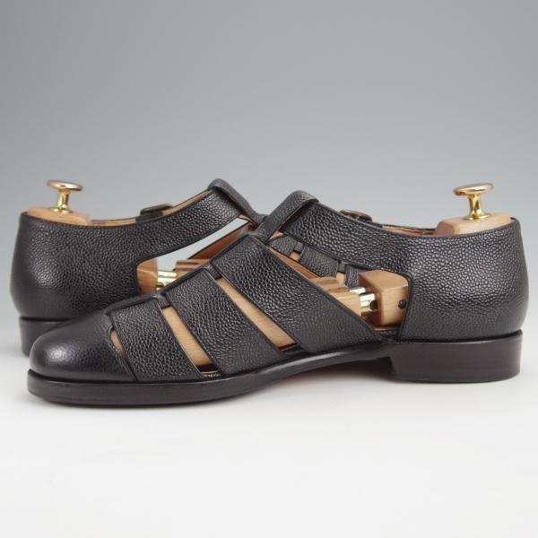 極上★(伊)F.LLIジャコメッティ SIZE 40【定価￥86,900-★グルカサンダル/FG166】グレインレザー/黒/メンズ/Giacometti★j857